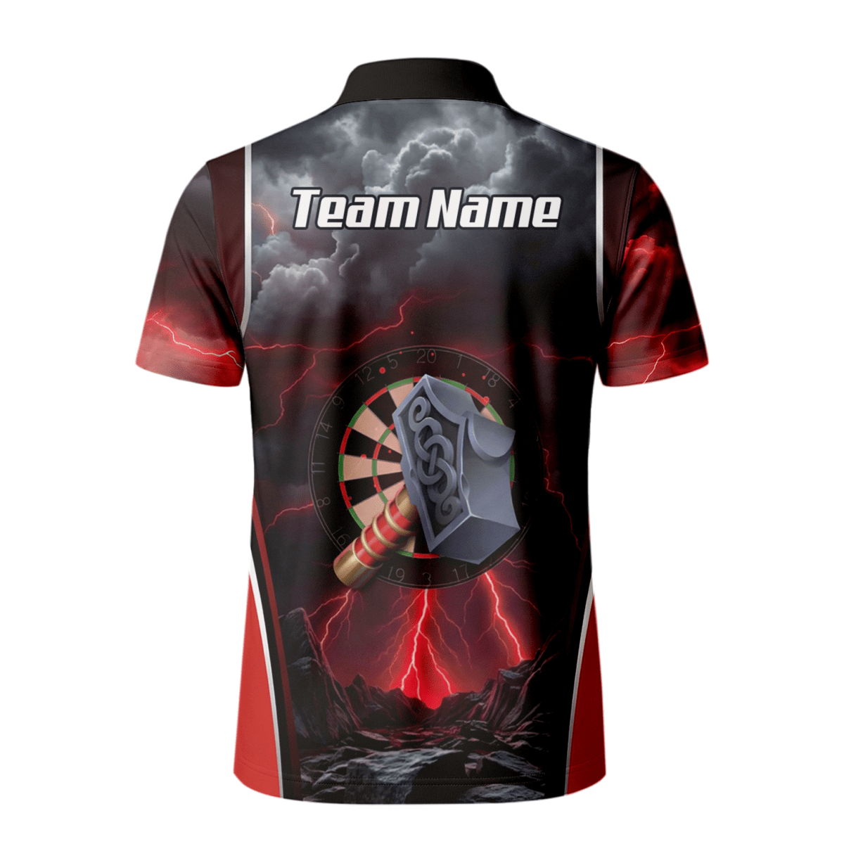 Personalisiertes Wikinger Thorshammer Dart - Trikot Rote Blitze Polo mit Reißverschluss für Herren L4649 - Outfitsuche