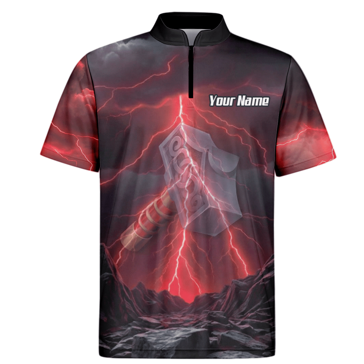 Personalisiertes Wikinger Thorshammer Dart - Trikot Rote Blitze Polo mit Reißverschluss für Herren L4649 - Outfitsuche