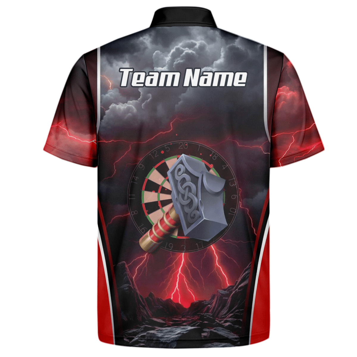 Personalisiertes Wikinger Thorshammer Dart - Trikot Rote Blitze Polo mit Reißverschluss für Herren L4649 - Outfitsuche