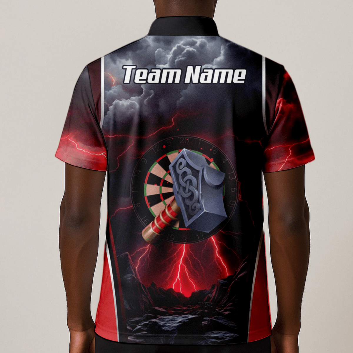 Personalisiertes Wikinger Thorshammer Dart - Trikot Rote Blitze Polo mit Reißverschluss für Herren L4649 - Outfitsuche