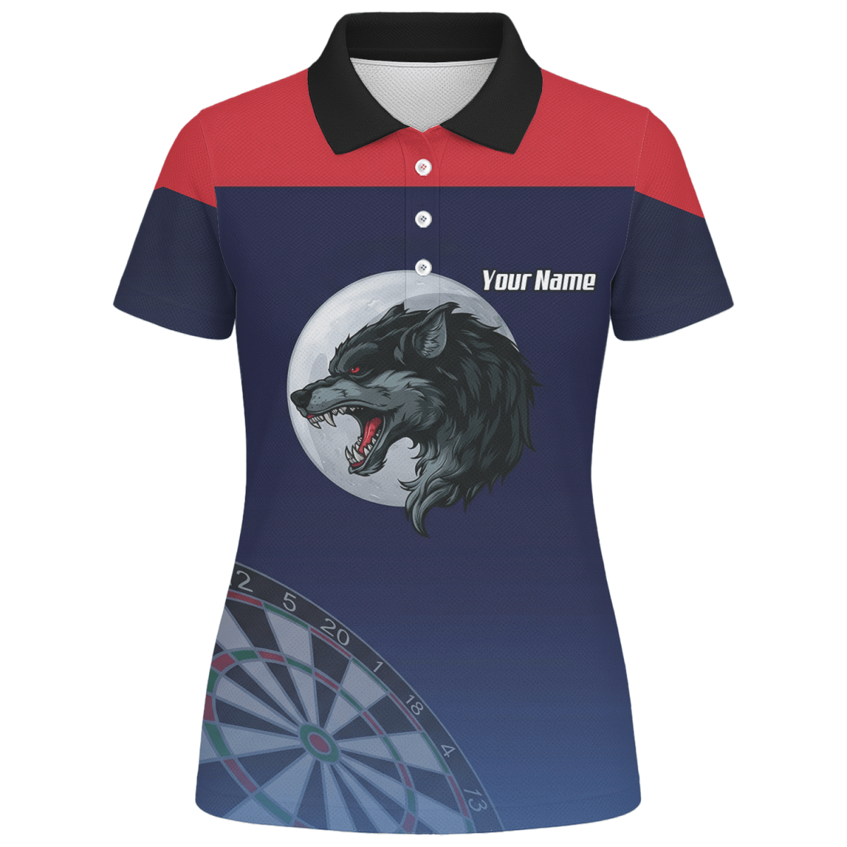 Personalisiertes Wolf Mond Dart Jersey Polo und Zipper Navy - Rot für Damen G7201 - Outfitsuche