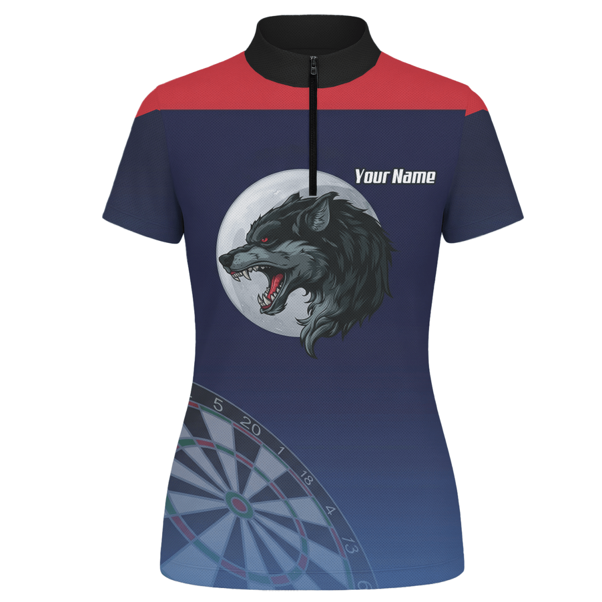 Personalisiertes Wolf Mond Dart Jersey Polo und Zipper Navy - Rot für Damen G7201 - Outfitsuche