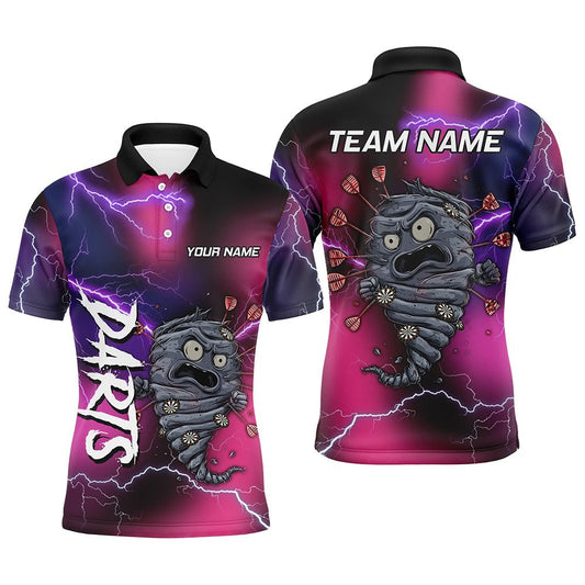 Pink und Lila Blitz Gewitter Lustige Sturm 3D Darts Poloshirts Personalisierte Darts Team Jerseys T3316 - Outfitsuche