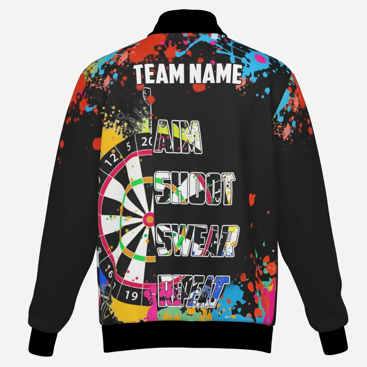 Profi Darts Trikot Jacke Personalisiert - Bunte Farbspritzer Dartscheibe Graffiti Style T2778 - Outfitsuche