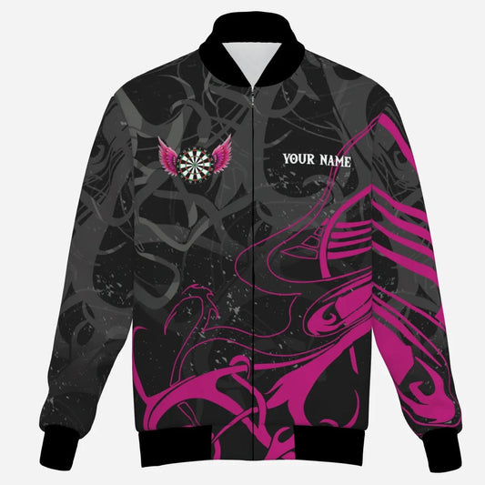 Profi Darts Trikot Jacke Personalisiert - Dartboard Wings Logo - Schwarz Fuchsia T3596 - Outfitsuche