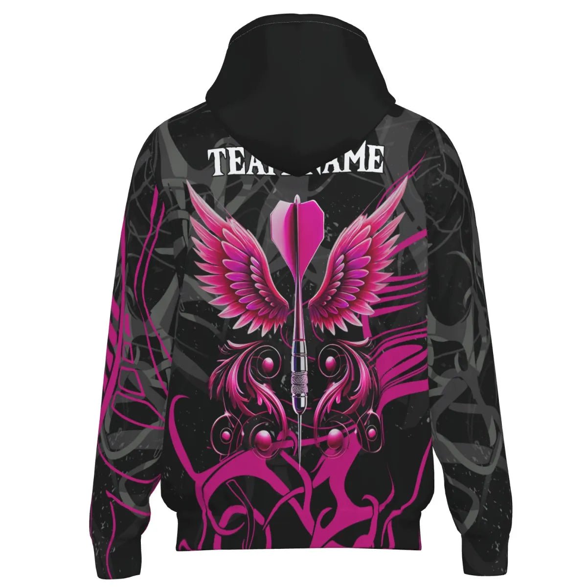 Profi Darts Trikot Jacke Personalisiert - Dartboard Wings Logo - Schwarz Fuchsia T3596 - Outfitsuche