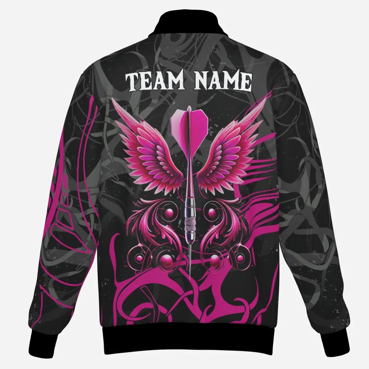 Profi Darts Trikot Jacke Personalisiert - Dartboard Wings Logo - Schwarz Fuchsia T3596 - Outfitsuche