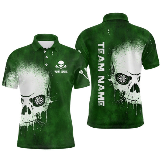 Rauchschädel Grün Herren Darts Polo Shirt | Personalisiertes Darts Shirt für Männer | Gruselige Dart Trikots L1374 - Outfitsuche