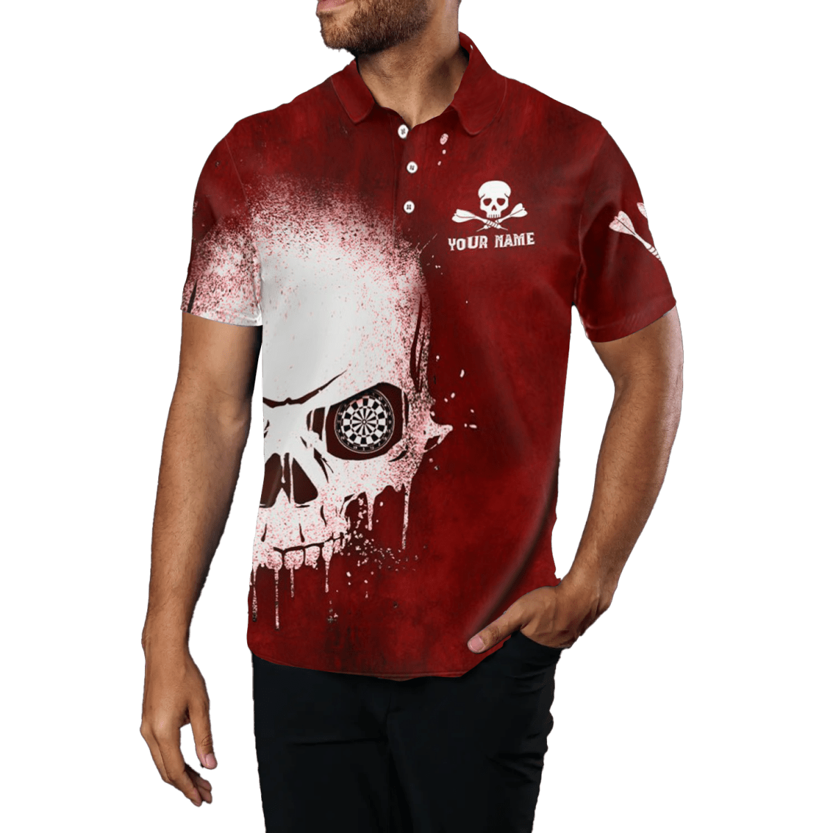 Rauchschädel Rote Herren Darts Poloshirt L1375 - Outfitsuche