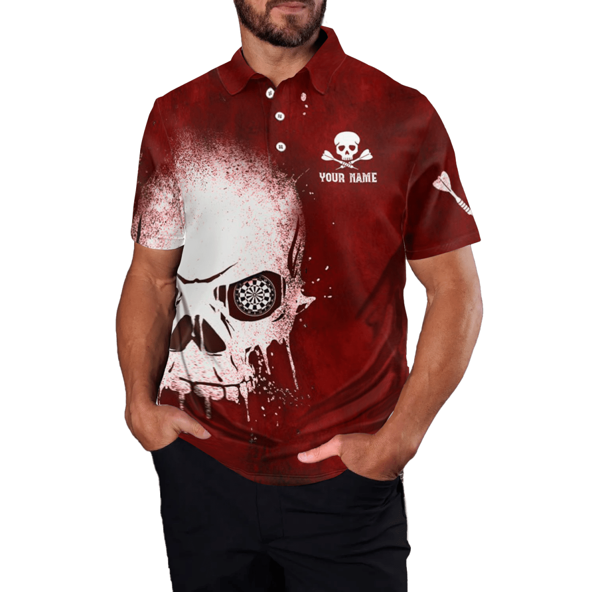 Rauchschädel Rote Herren Darts Poloshirt L1375 - Outfitsuche