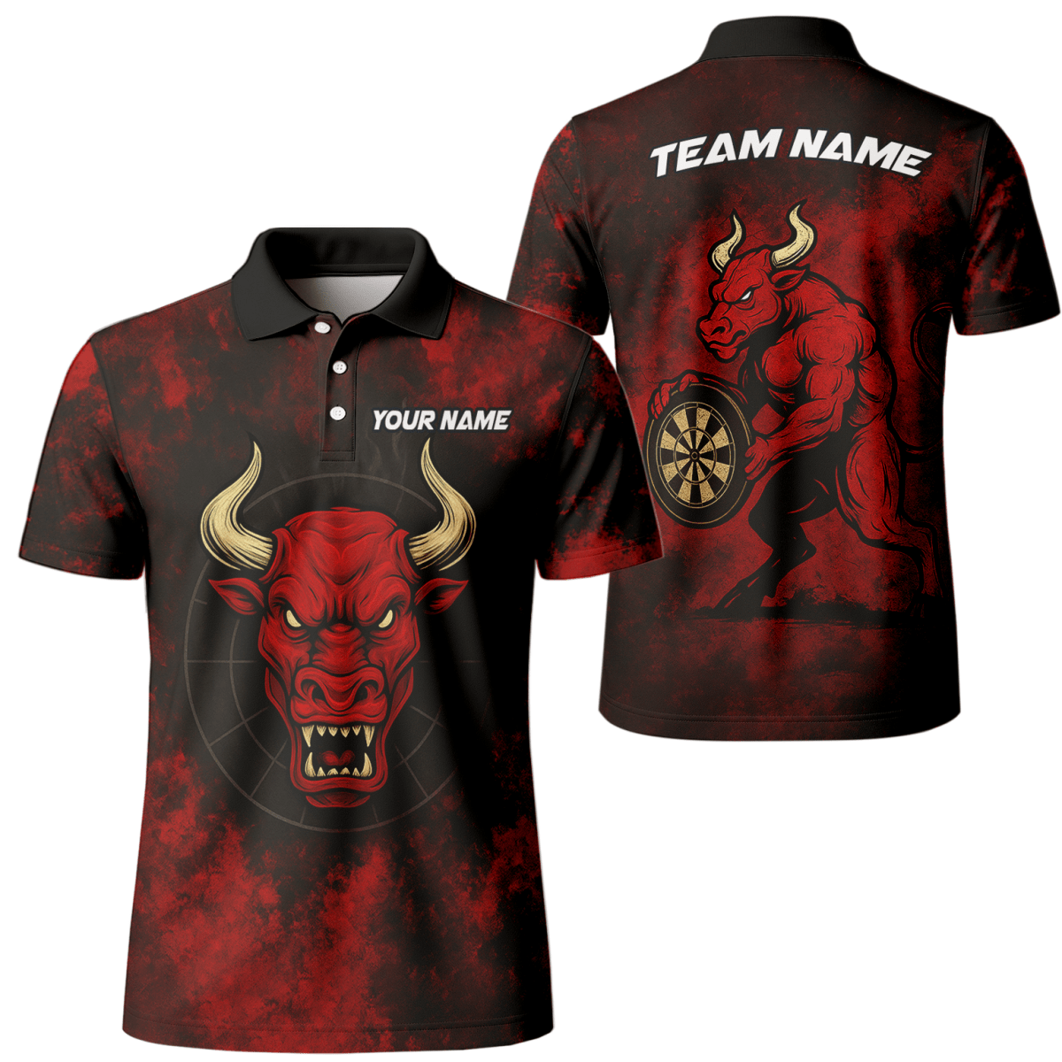 Red Bull Grunge Dart-Poloshirt Herren Individuell mit Wunschname Rot S