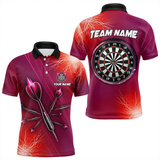 Red Thunder Lightning Light Darts Polo Shirt - Personalisierte Darts - Trikots T3392 - Outfitsuche