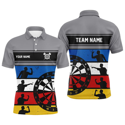 Retro Bunte Personalisierte Herren Darts Polo Shirt | Maßgeschneidertes Darts Shirt für Männer | Dart Trikots L1341 - Outfitsuche