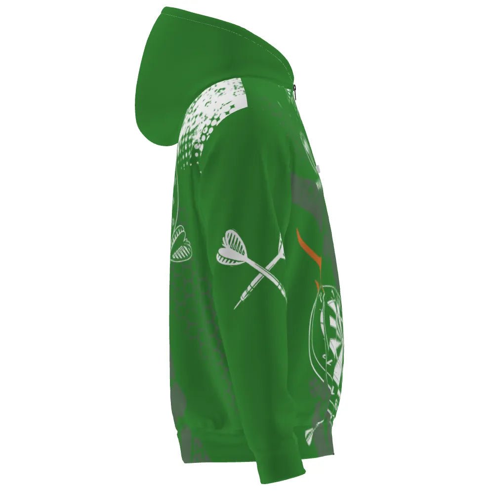 Retro Grüner und Weißer Muster - Dart Hoodie mit Reißverschluss A103 - Outfitsuche