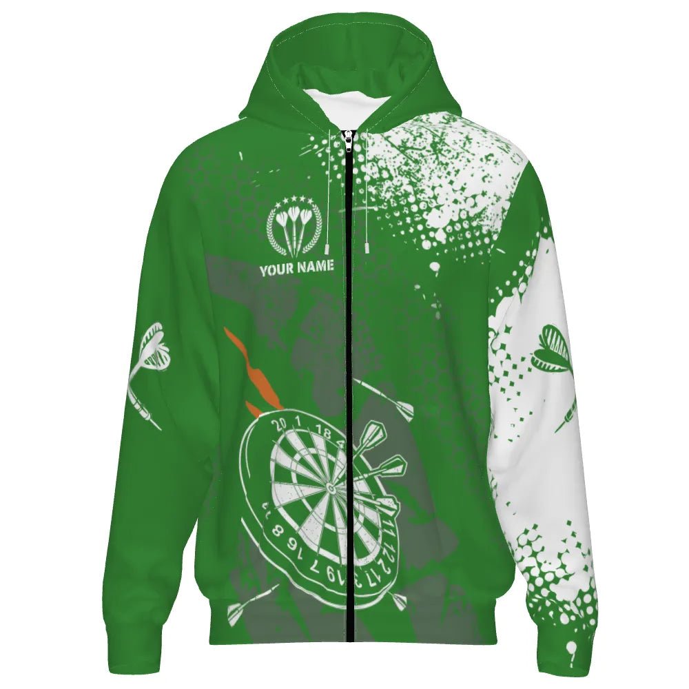 Retro Grüner und Weißer Muster - Dart Hoodie mit Reißverschluss A103 - Outfitsuche