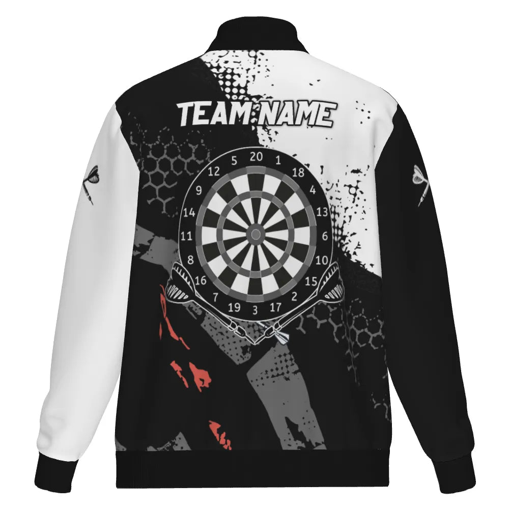 Retro Herren Darts Jacke mit individuellem Schwarz-Weiß-Muster, Dart Team Jackes für Männer y5462 - Outfitsuche