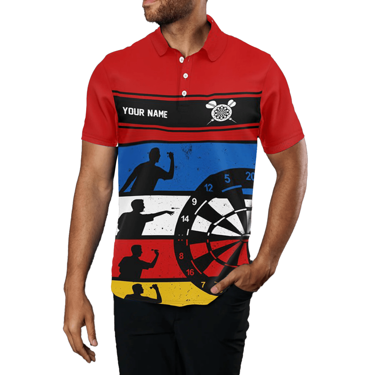 Retro Herren Darts Polo Shirt | Bunt | Dart Trikot L1340 - Outfitsuche