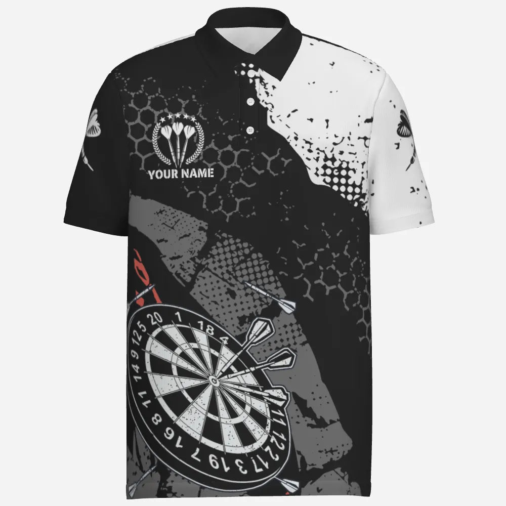 Retro Herren Darts Polo Shirt mit individuellem Schwarz-Weiß-Muster, Dart Team Trikot für Männer y5462 - Outfitsuche