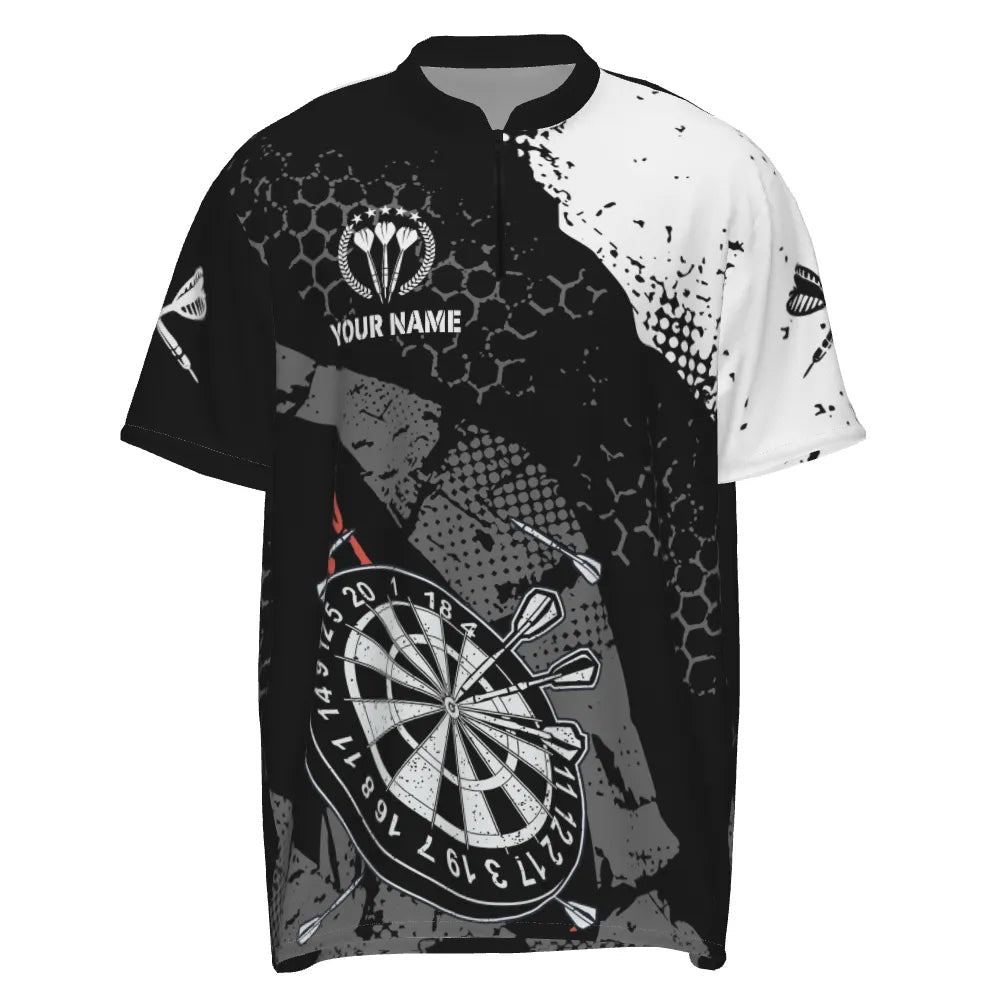 Retro Herren Darts Polo Shirt mit individuellem Schwarz-Weiß-Muster, Dart Team Trikots für Männer y5462 - Outfitsuche