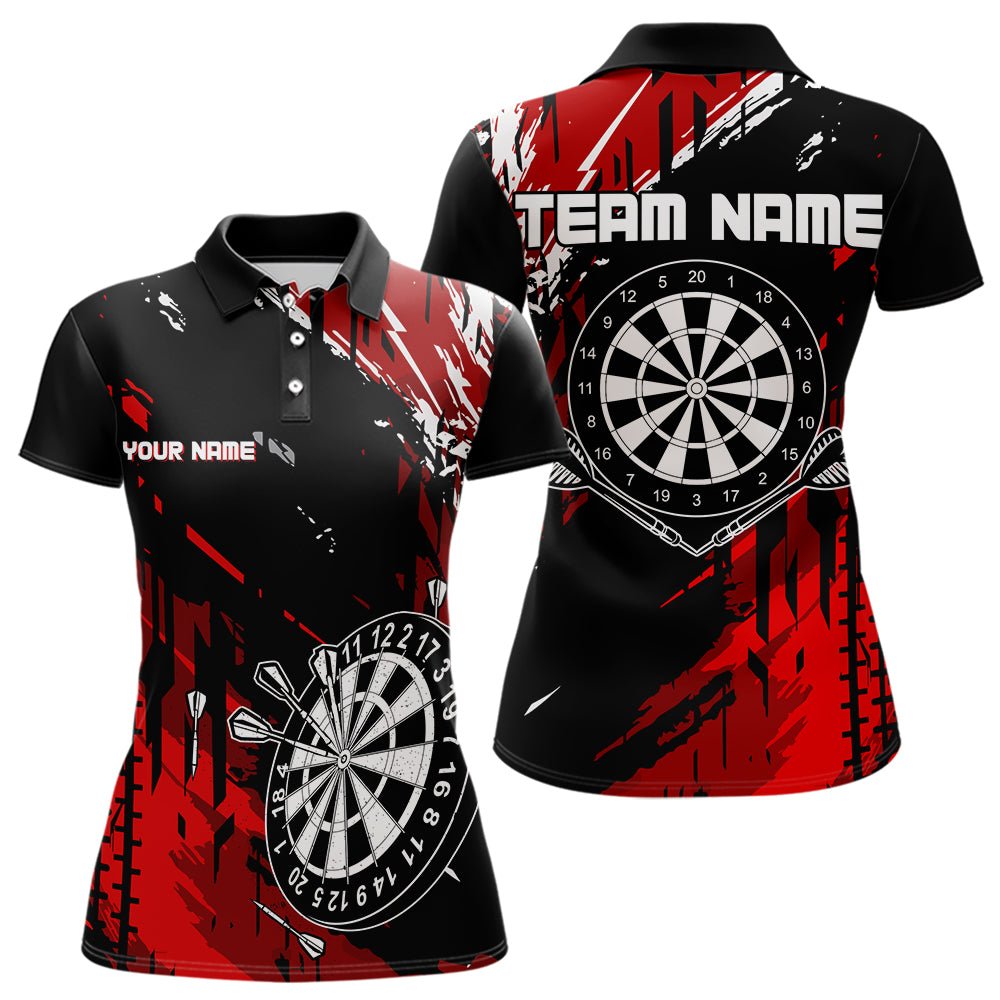 Retro Schwarz Rot Muster Persönliches Darts Polo - Shirt Dart Team Trikots N9456 - Outfitsuche