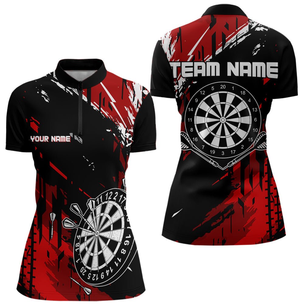 Retro Schwarz Rot Muster Persönliches Darts Polo - Shirt Dart Team Trikots N9456 - Outfitsuche