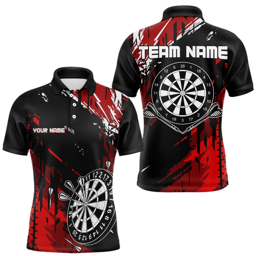 Retro Schwarz Rot Muster Persönliches Darts Polo - Shirt Dart Team Trikots N9456 - Outfitsuche