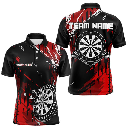 Retro Schwarz Rot Muster Persönliches Darts Polo - Shirt Dart Team Trikots N9456 - Outfitsuche