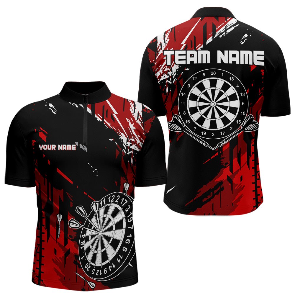 Retro Schwarz Rot Muster Persönliches Darts Polo - Shirt Dart Team Trikots N9456 - Outfitsuche