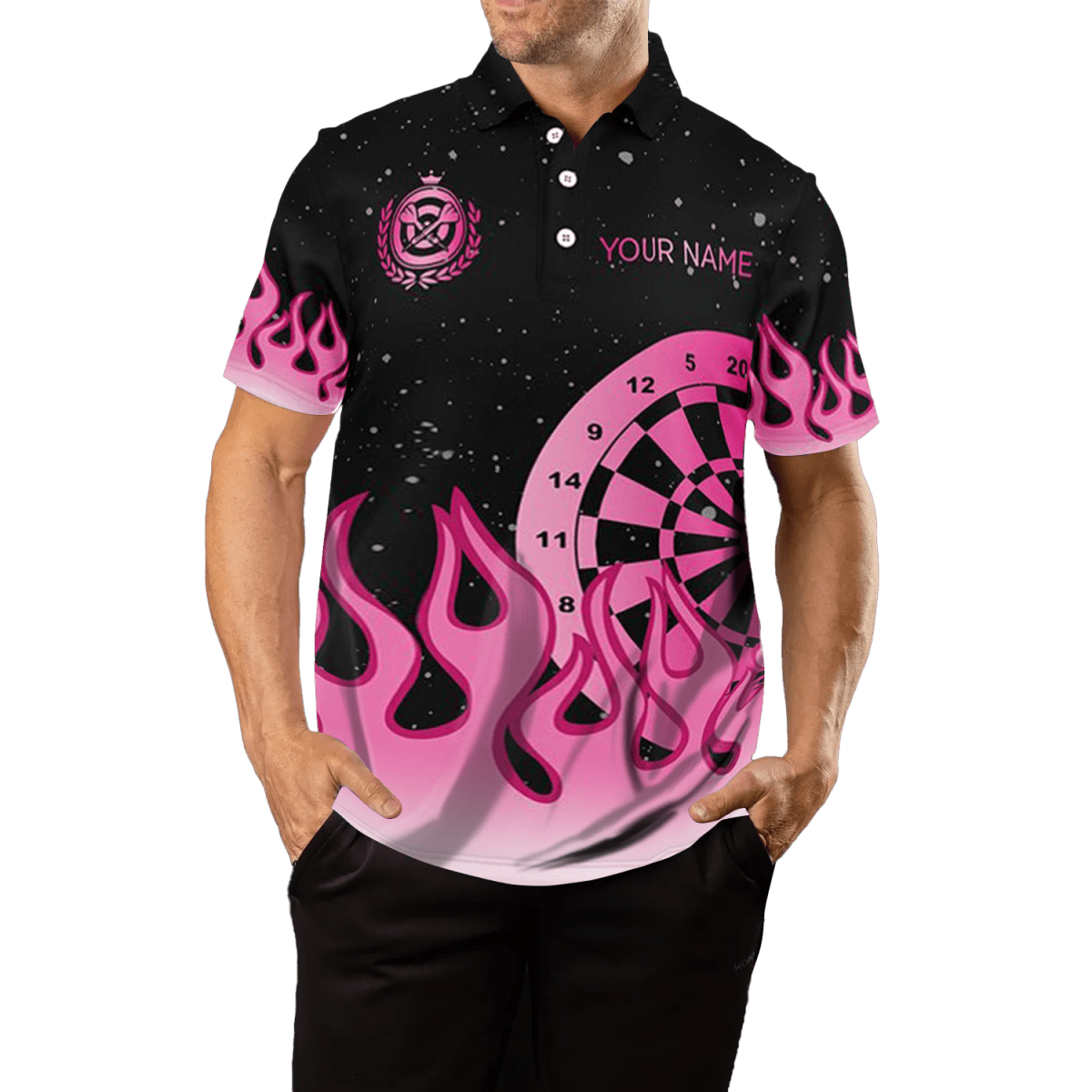 Rosa Feuer Flamme Herren Darts Polo Shirt T1400 - Outfitsuche