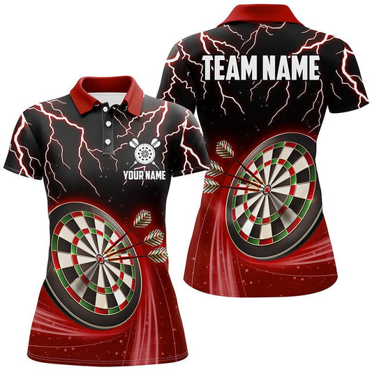 Rote Blitz Damen Darts Polo Shirt | Personalisiertes Darts Shirt für Frauen | Dart Trikot | Hochwertiges Material | L1455 - Outfitsuche