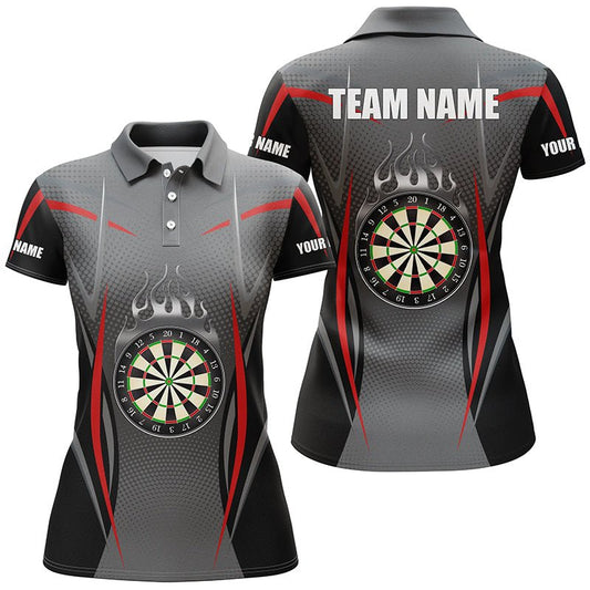 Rote Graue Sportliche Damen Darts Polo Shirt Personalisiertes Darts Shirt Für Frauen Dart Trikots L1384 - Outfitsuche