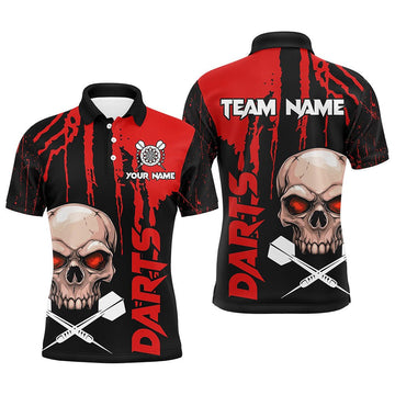 Rote Grunge Skull - Dartshirts für Herren – Gruselige Dart - Trikots für die Darts - Liga T2797 - Outfitsuche