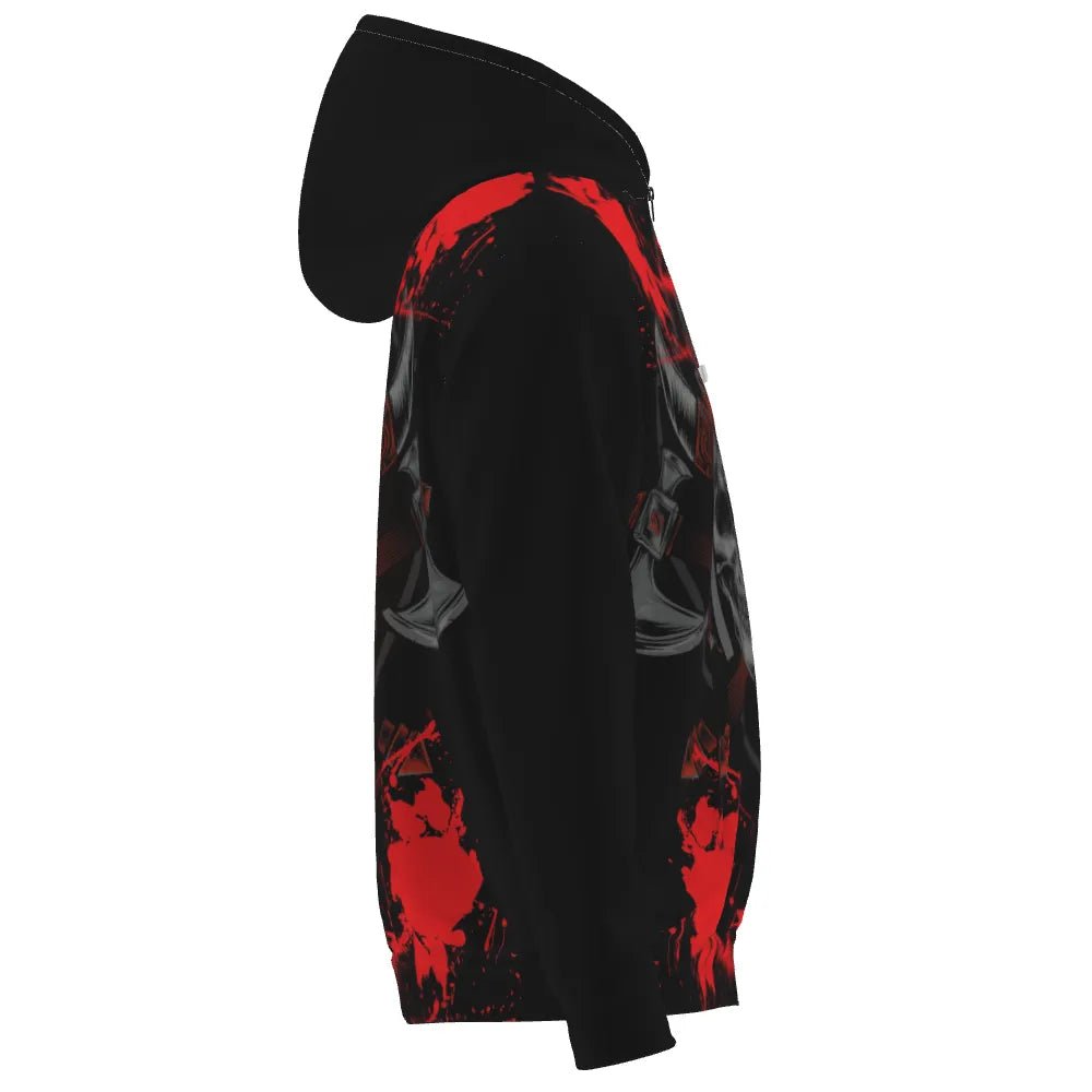 Rote Krieger Skull Design Dart Kapuzenpullover – Stilvoll und Leistungsstark G148 - Outfitsuche