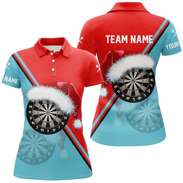 Rote und Blaue Weihnachts - Dartscheibe für Frauen – Polo - und Quarter - Zip - Shirts, individuelle Dart - Jerseys als Geschenk T2915 - Outfitsuche