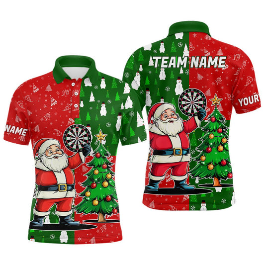 Rote und Grüne Darts Santa Weihnachtspolo & Quarter - Zip - Shirts für Männer – Lustige, individuelle Weihnachtspullover mit Darts - Motiv T3021 - Outfitsuche