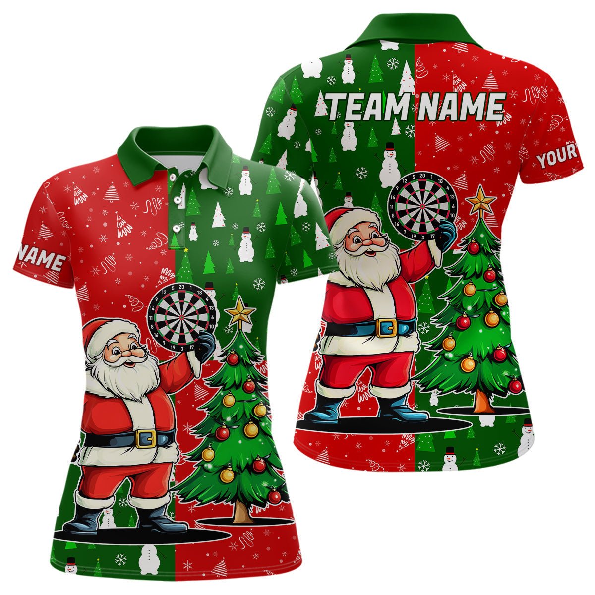 Rote und Grüne Weihnachts - Darts - Poloshirts & Quarter - Zip - Shirts für Damen – Lustige individuelle Dart - Shirts für Weihnachten T3021 - Outfitsuche