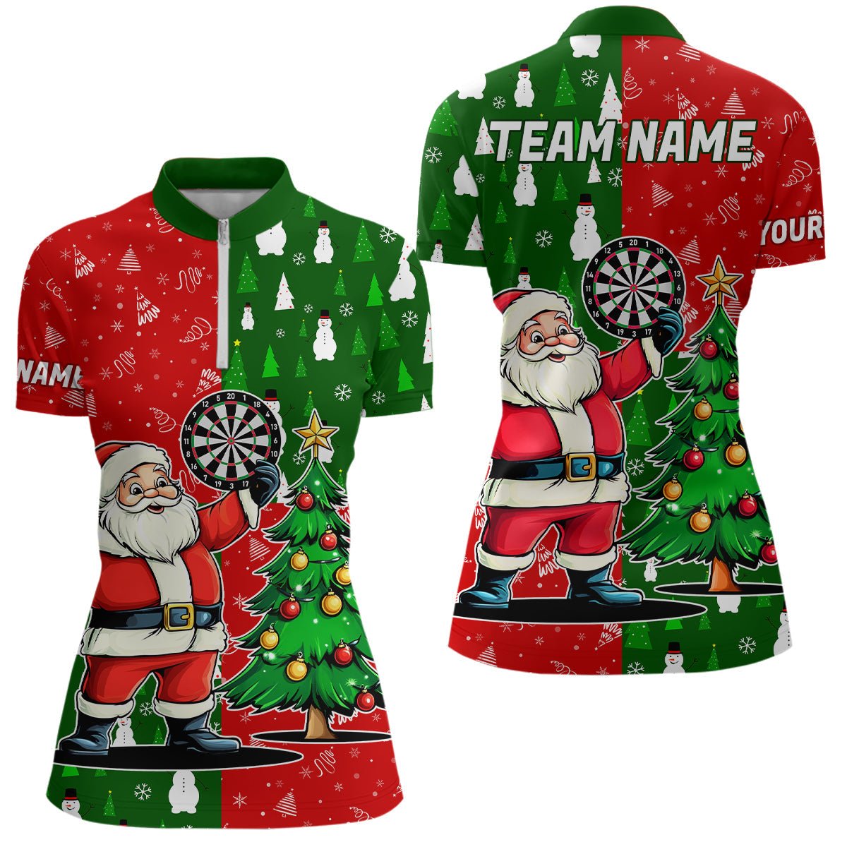 Rote und Grüne Weihnachts - Darts - Poloshirts & Quarter - Zip - Shirts für Damen – Lustige individuelle Dart - Shirts für Weihnachten T3021 - Outfitsuche