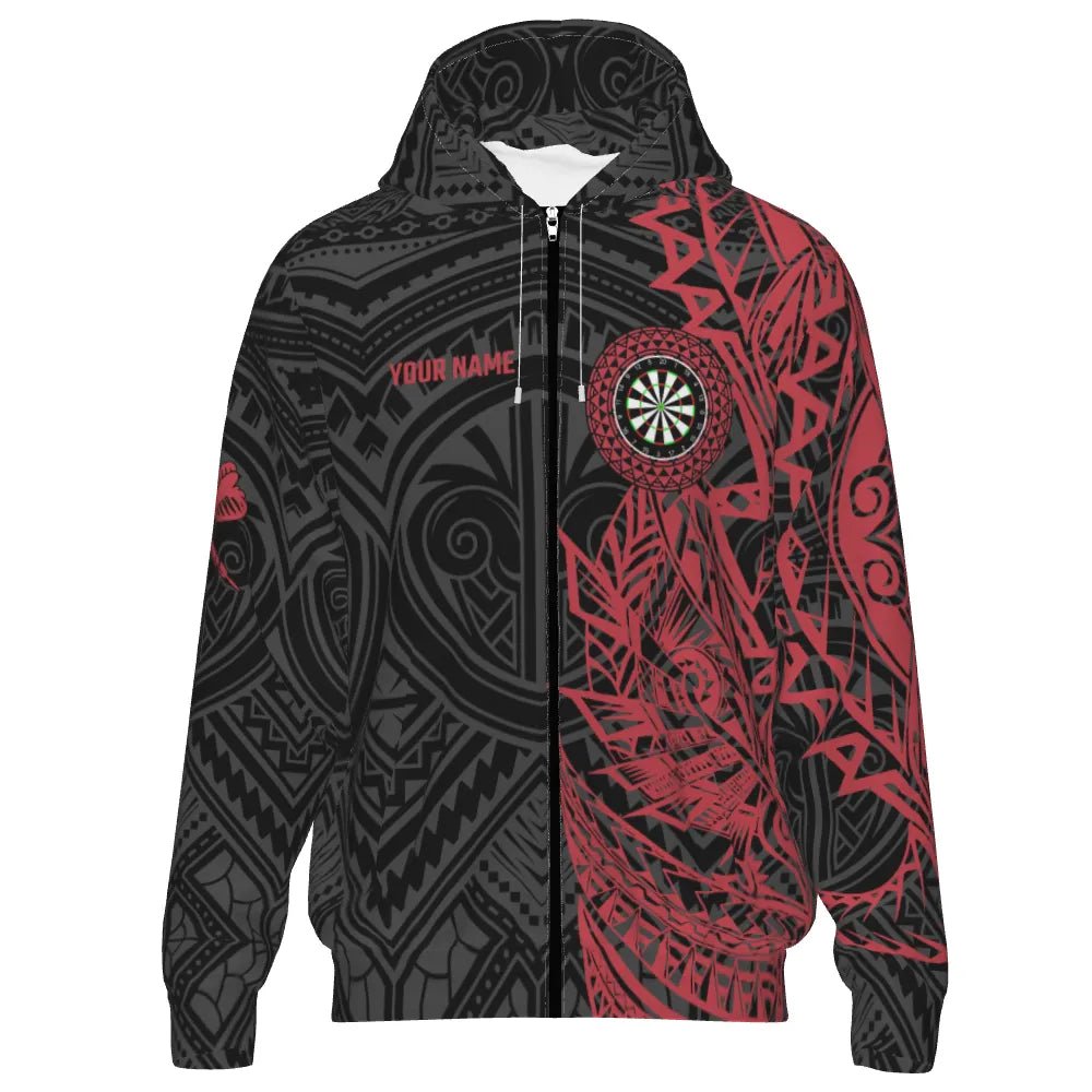 Roter Tribal - Darts Kapuzenpullover mit Reißverschluss Y704 - Outfitsuche