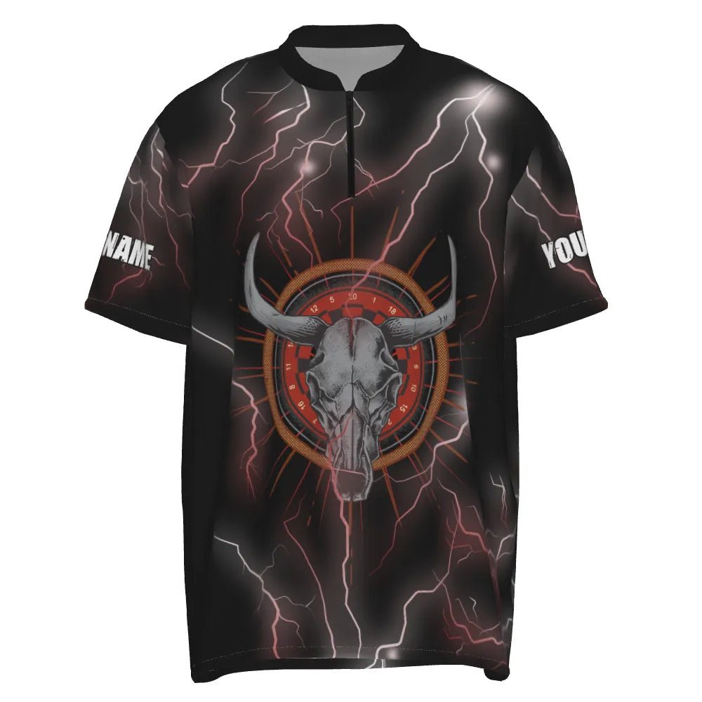 Rotes Blitz Donner Stier Schädel Darts 1/4 Zip Shirt Bulls Eye Darts Trikot für Herren I15 z - Outfitsuche