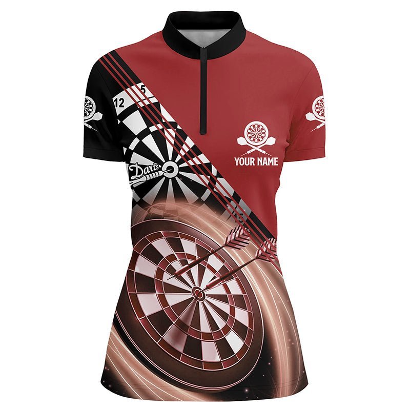 Rotes Damen Darts Polo Shirt mit individuellem Namen, cooles Dartshirt für Frauen, Dart Trikots M759 - red - Outfitsuche