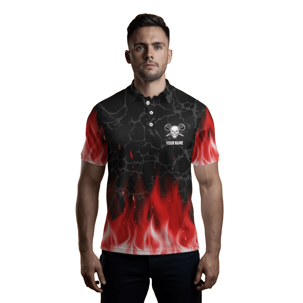 Rotes Flammen Totenkopf Herren Dart Polo Shirt K298 - Outfitsuche