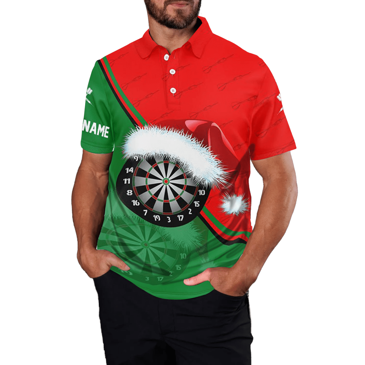 Rotes grünes Santa Darts Board Herren Polo Shirt F219 - Outfitsuche