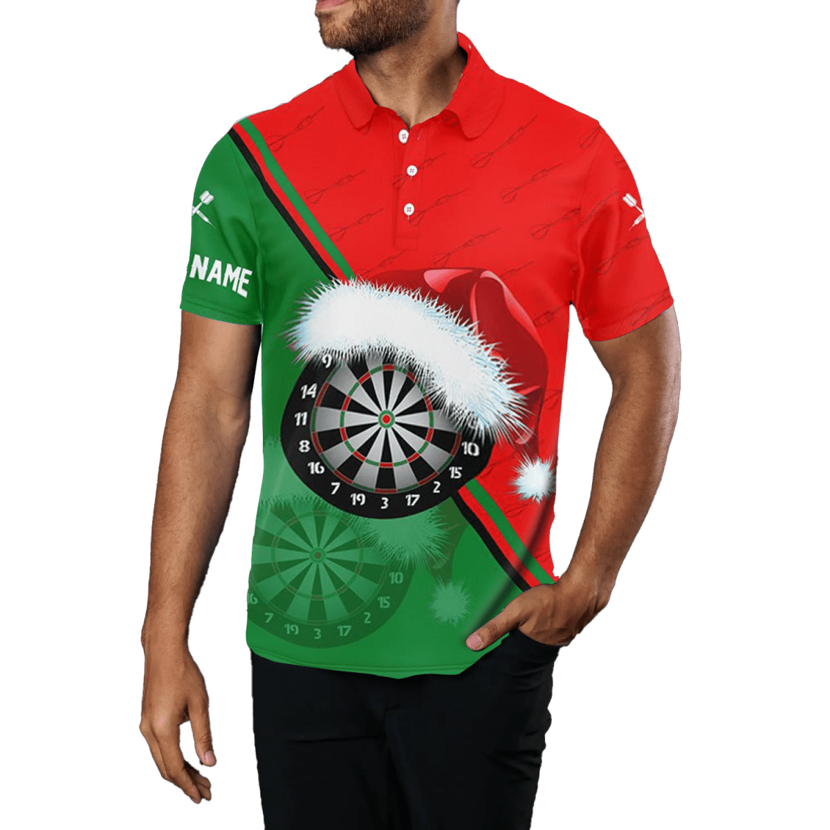 Rotes grünes Santa Darts Board Herren Polo Shirt F219 - Outfitsuche