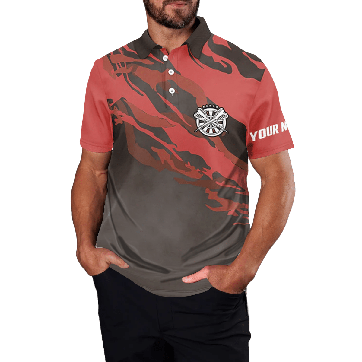 Rotes Herren Dart - Polo - Shirt mit Totenkopf - Darts C8307 - Outfitsuche