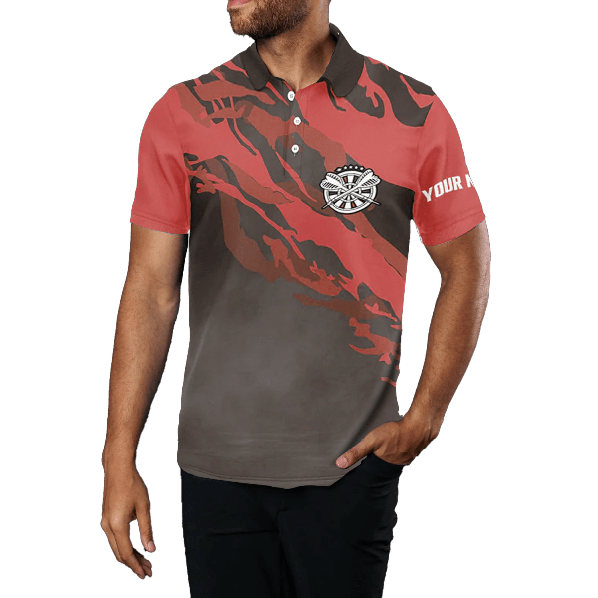 Rotes Herren Dart - Polo - Shirt mit Totenkopf - Darts C8307 - Outfitsuche