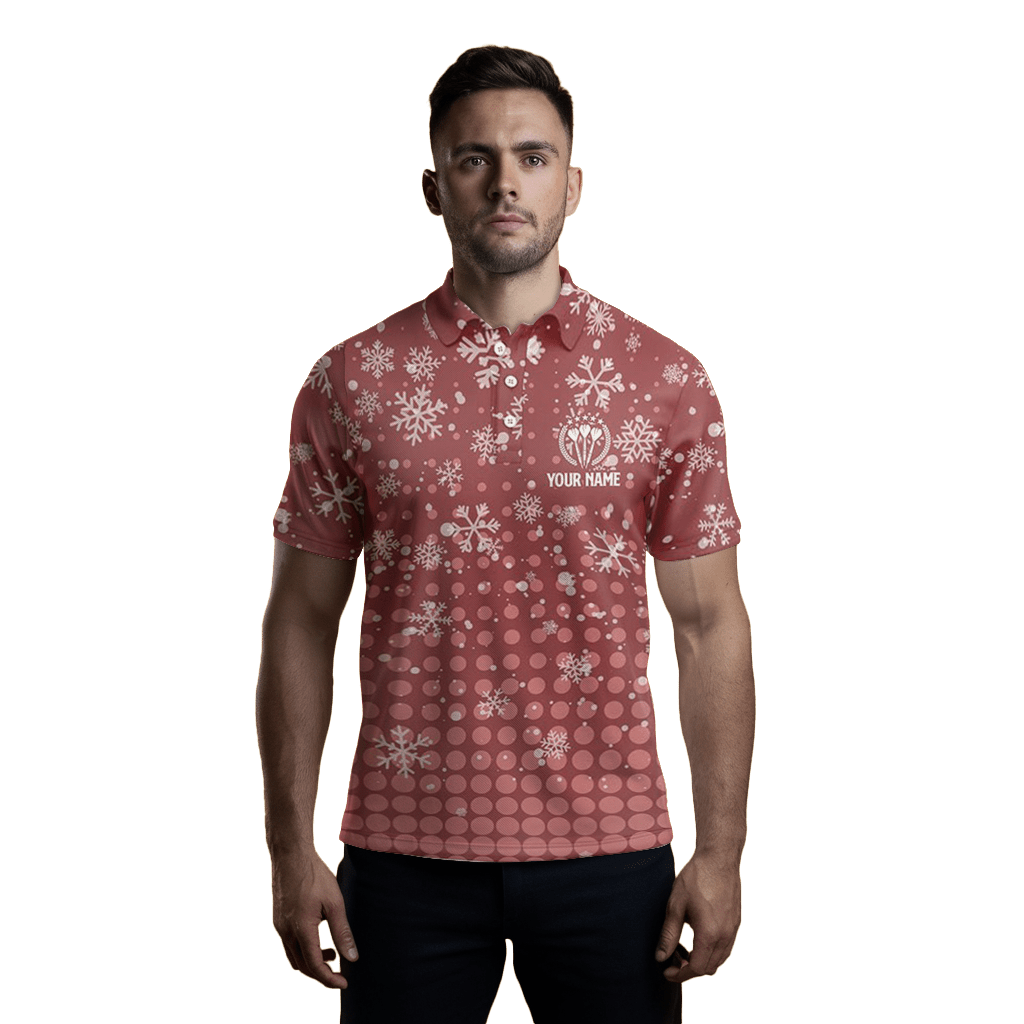 Rotes Herren Darts - Polo mit Weihnachts - Schneeflocken G609 - Outfitsuche