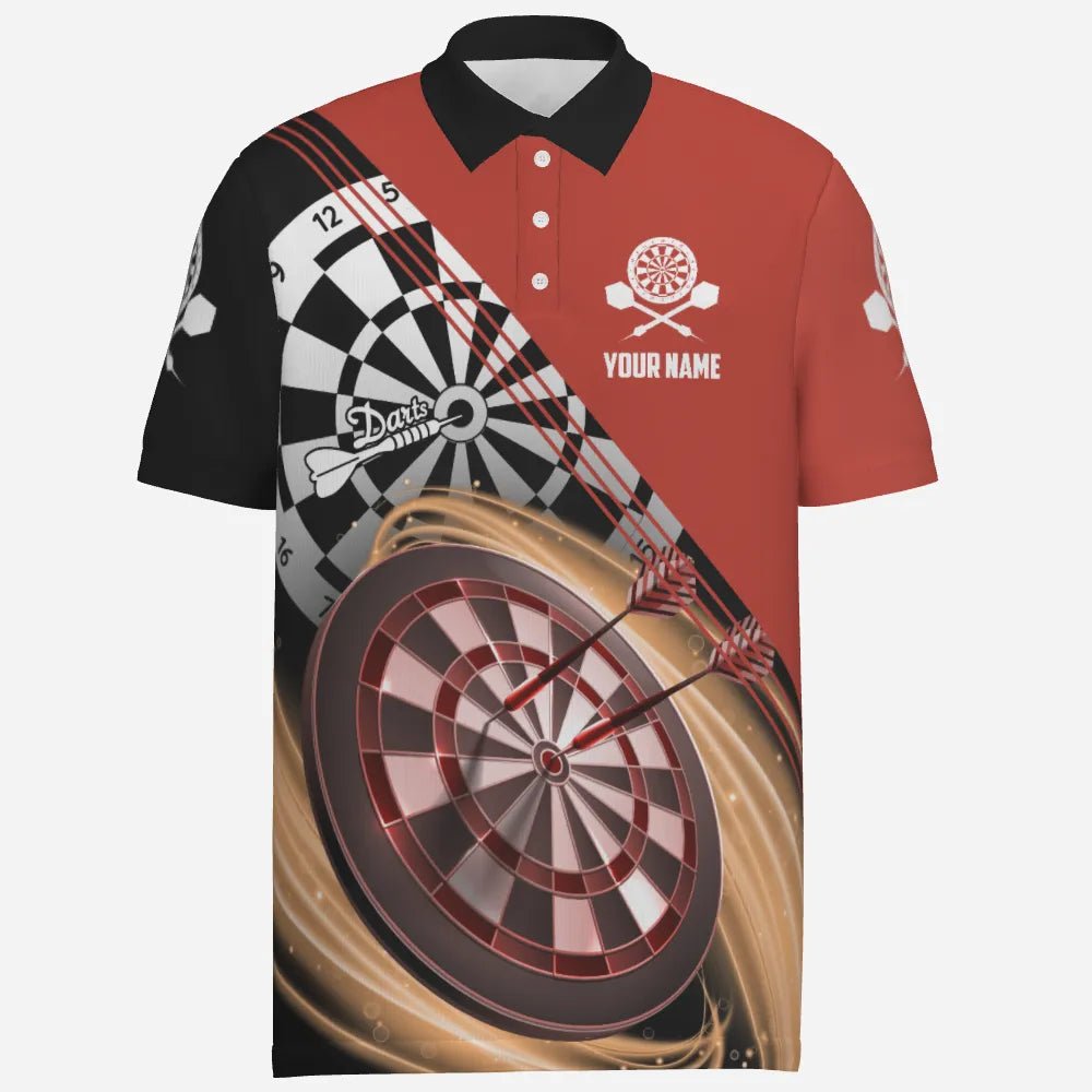 Rotes Herren Darts Polo Shirt mit individuellem Namen, cooles Dartshirt für Männer, Dart Trikots M759 - red - Outfitsuche