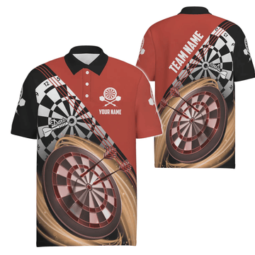 Rotes Herren Darts Polo Shirt mit individuellem Namen, cooles Dartshirt für Männer, Dart Trikots M759 - red - Outfitsuche