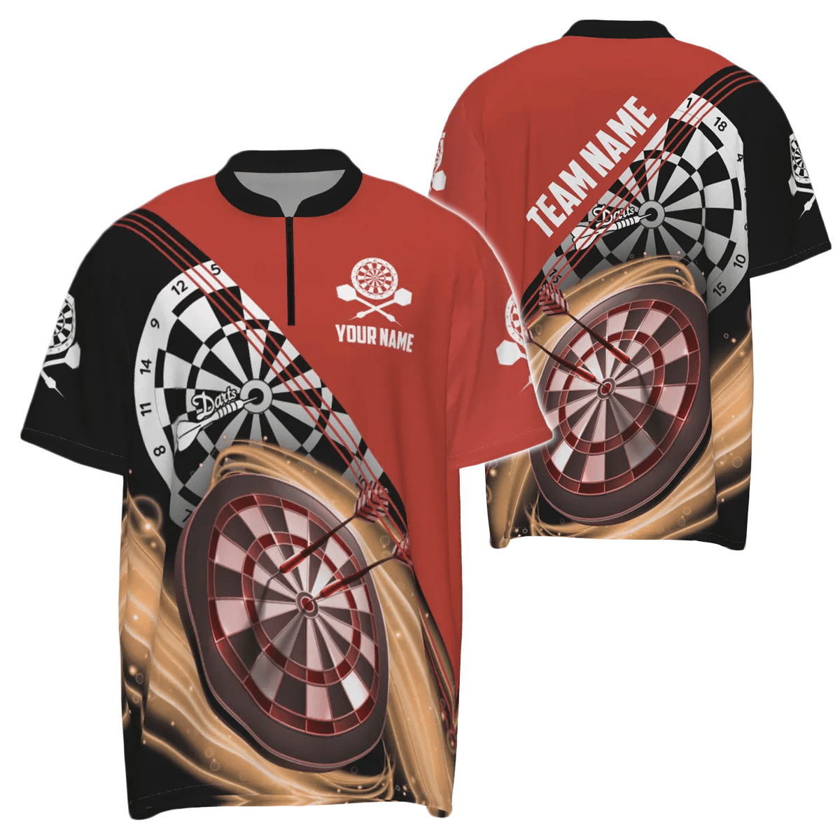 Rotes Herren Darts Polo Shirt mit individuellem Namen, cooles Dartshirt für Männer, Dart Trikots M759 - red - Outfitsuche