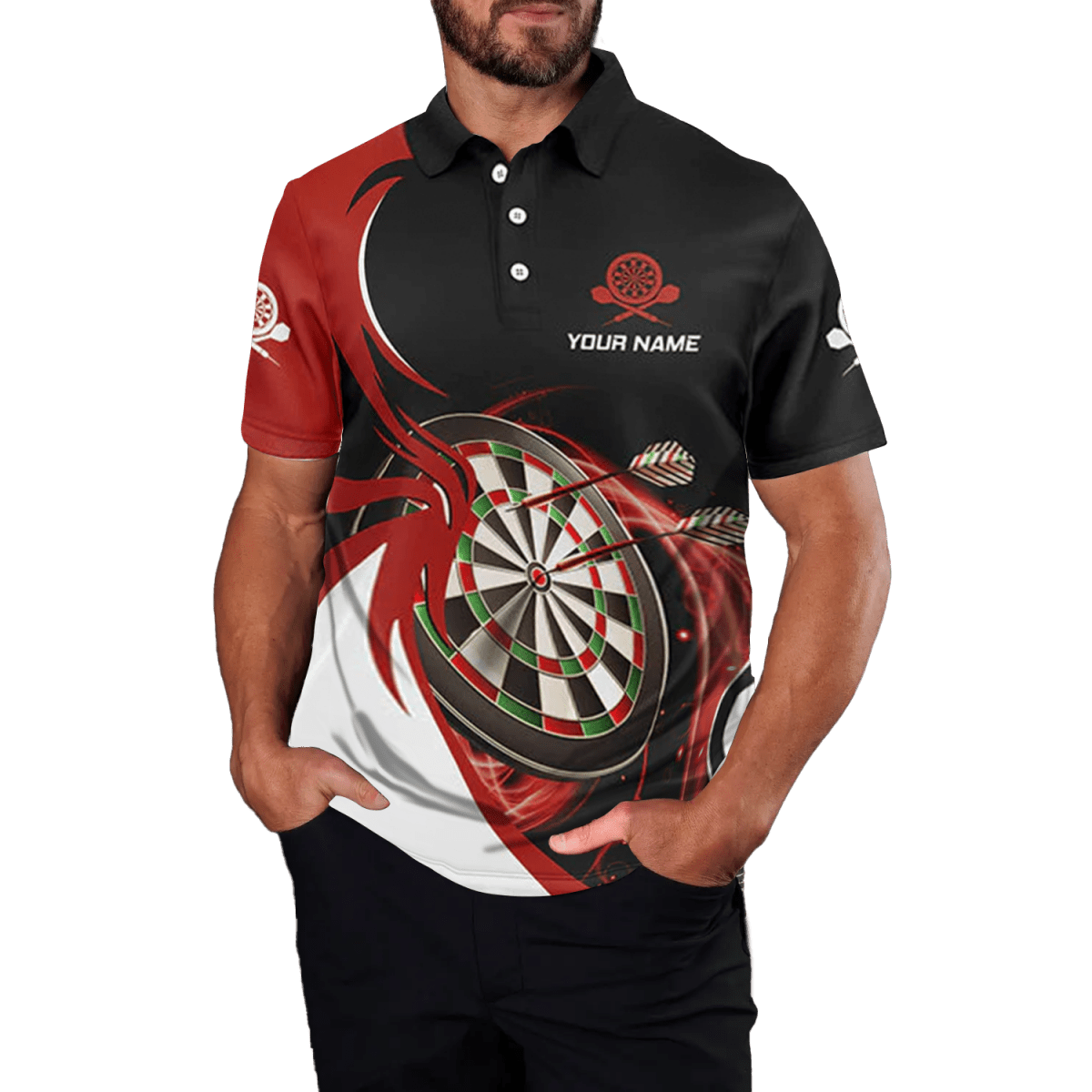 Rotes Herren Darts Polo Shirt, Team Trikot e5637 - Outfitsuche